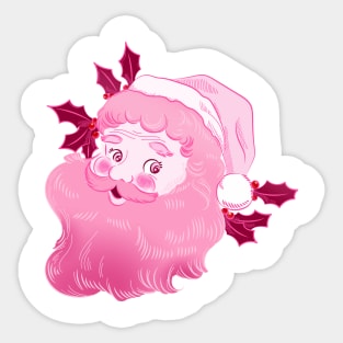 Vintage retro pink Santa Claus Sticker